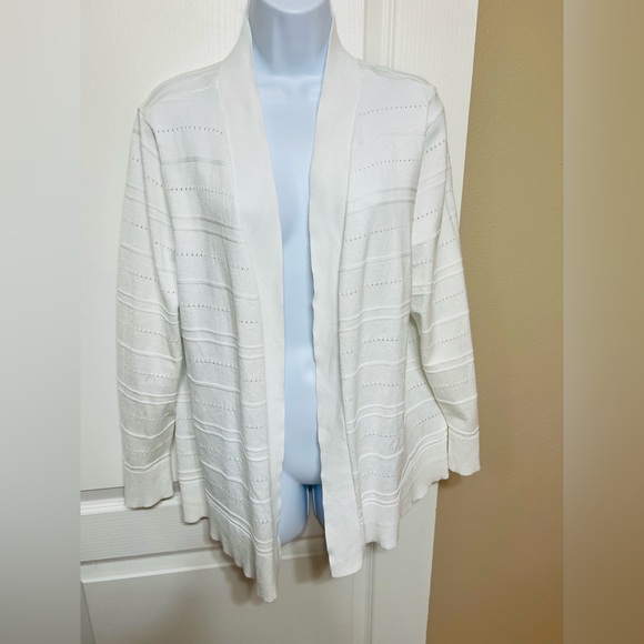 Karen Scott White Textured Cardigan - Picture 1 of 4